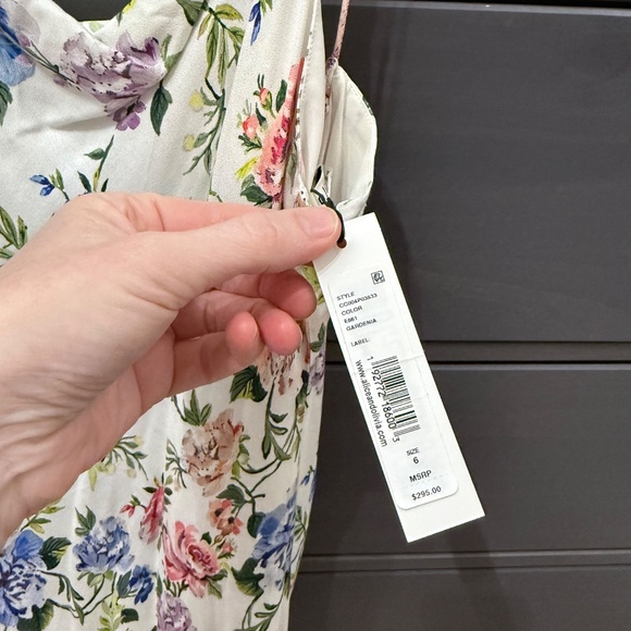 NWT Alice + Olivia Harmony Slip Floral midi dress in Gardenia - size 6 - Picture 4 of 10